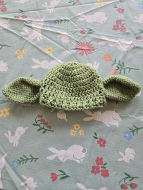 Handmade Baby Yoda Crochet Hat with Ears